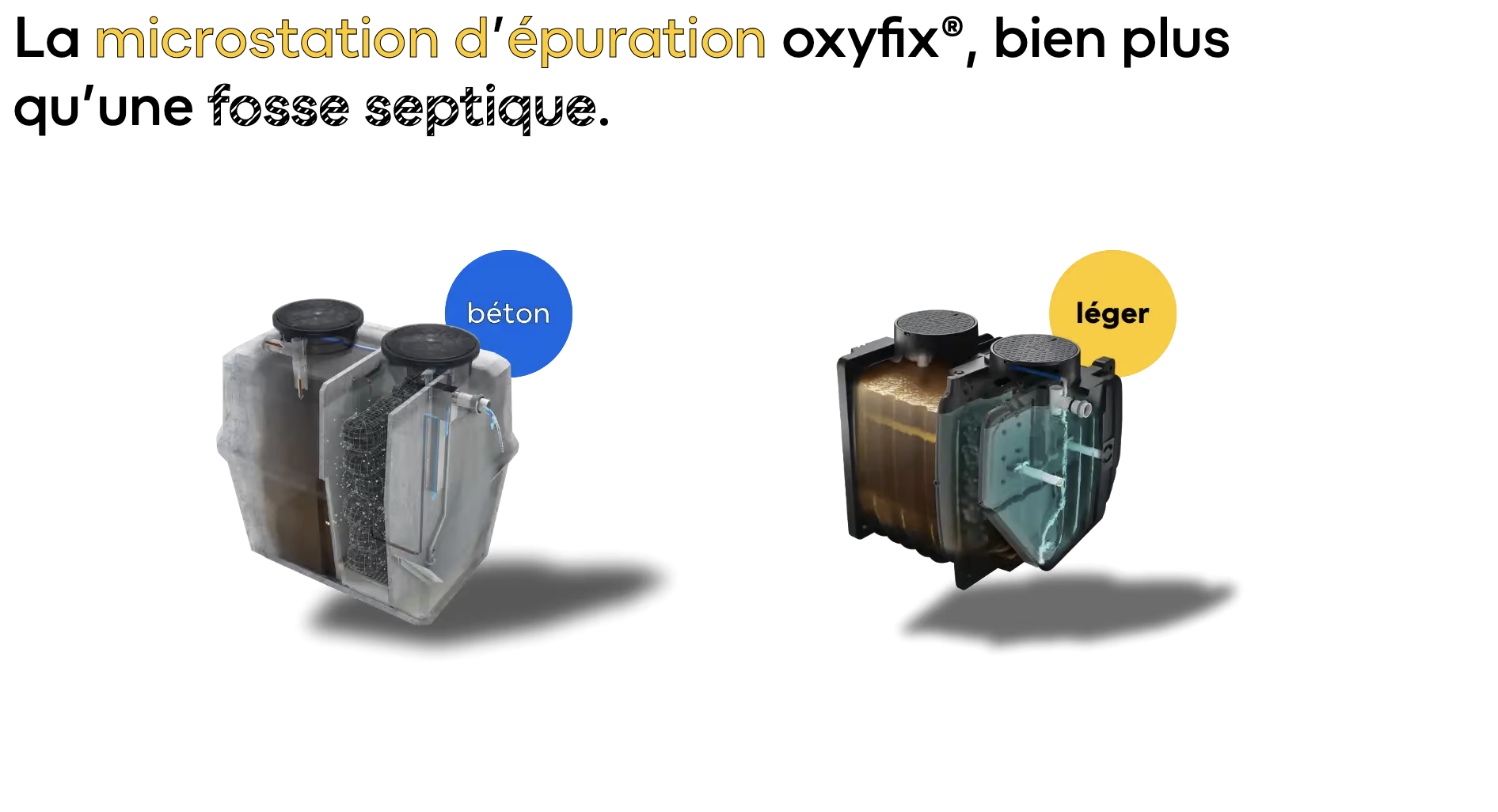 Microstation oxyfix en coupe, versions béton et légère